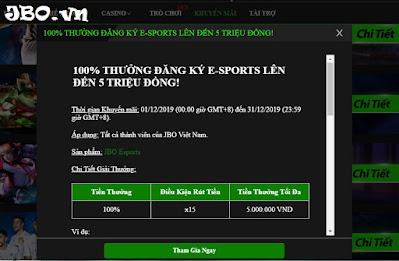 Khuyến mãi 100% tiền thưởng lên tới 5 triệu khi đăng ký Esports