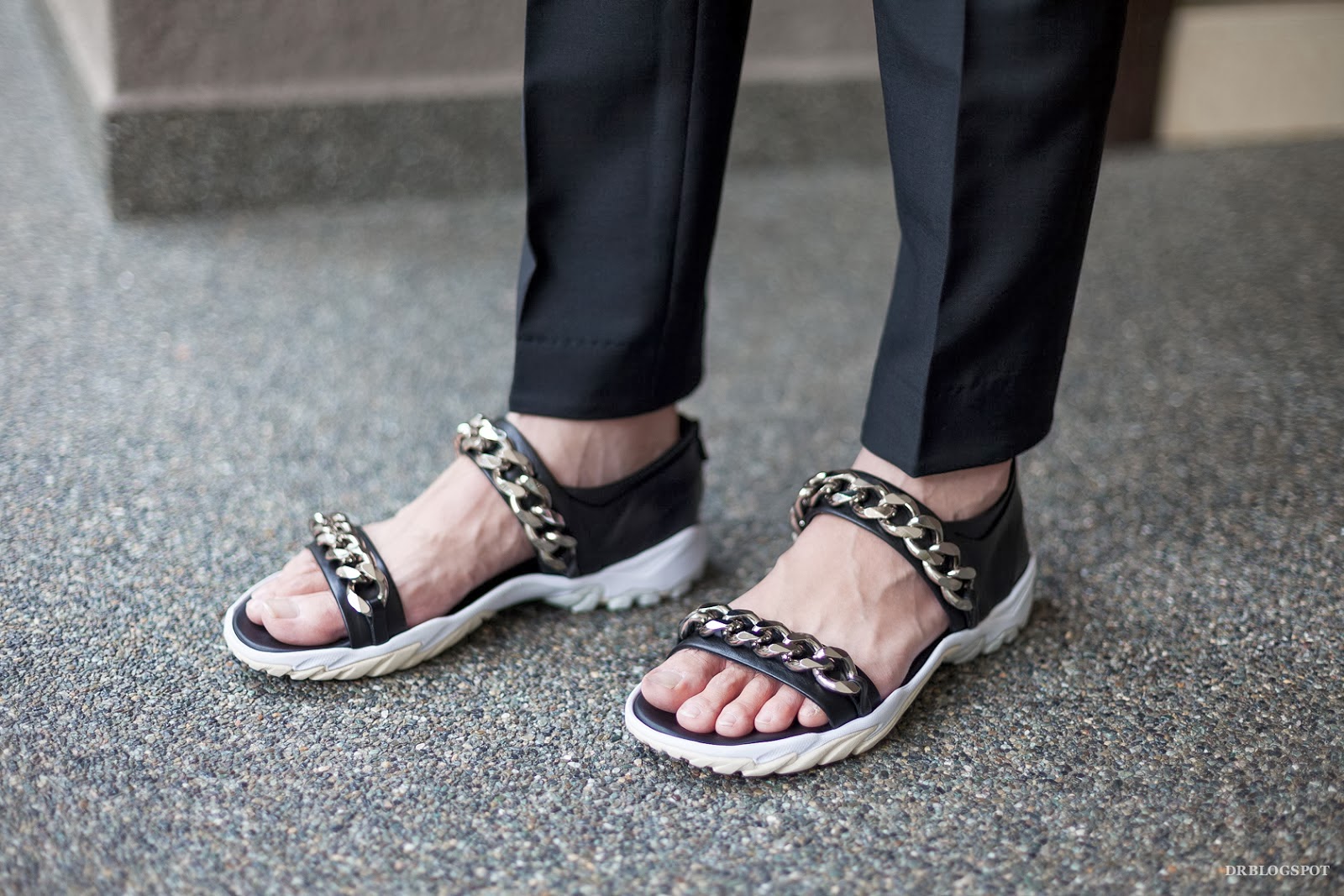 Givenchy Palladio Chain Detail Black Leather Sandals Pre-Spring 2014