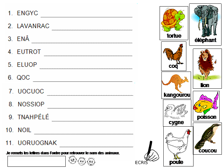 remettre les lettres dans le bon ordre