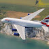 Airbus A380 of British Airways While Flying Over the Cliff