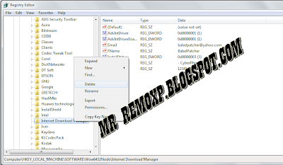 Delete IDM Pada Regeditnya