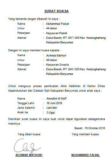 Contoh Surat Kuasa Mengurus Akta Kematian  Contoh Surat