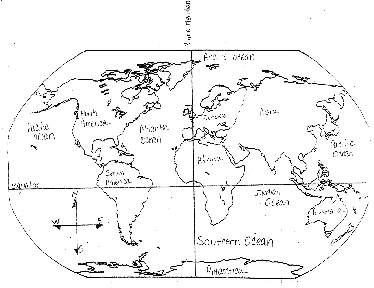 Map Of The World Fill In Blank and Filled-in Maps of the Continents and Oceans
