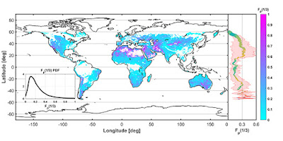 Mapa global e médias associadas, por zona, de uma nova medida de quanto tempo leva para que a umidade do solo da precipitação pluvial se dissipe (fração do ciclo da água da umidade do solo estimada), produzida a partir de um ano de dados da missão Soil Moisture Active Passive da NASA. Crédito: MIT / NASA / JPL-Caltech.  Um novo estudo sobre o primeiro ano de dados observacionais da missão da SMAP da Mota da Umidade do Solo da NASA está fornecendo surpresas significativas que ajudarão na modelagem do clima da Terra, previsão do tempo e monitoramento do crescimento das culturas agrícolas.  Os resultados são apresentados em um artigo publicado recentemente na revista Nature Geosciences por cientistas do Massachusetts Institute of Technology (MIT), Cambridge; E Laboratório de Propulsão a Jato da NASA, Pasadena, Califórnia. Eles usaram medidas SMAP para estimar a memória de umidade do solo no top 2 polegadas (5 centímetros) de topsoils da Terra. As estimativas melhoram em relação a anteriores que foram previstas a partir de modelos ou com base em dados esparsos de estações de observação no solo. Memória de umidade do solo, que se refere ao tempo que leva para a umidade do solo da precipitação para dissipar, pode influenciar o nosso tempo e clima.   Rendição do artista do satélite passivo ativo da umidade do solo da NASA. Crédito: NASA / JPL-Caltech. A equipe descobriu que, em média, cerca de um sétimo da quantidade de chuva que cai ainda está presente na camada mais alta de solos três dias depois.   O top 2 polegadas de topsoil nas massas terrestres da Terra contém uma fração infinitesimal da água do nosso planeta - menos de um milésimo de um por cento. No entanto, devido à sua posição na interface entre terra e atmosfera, essa pequena quantidade desempenha um papel crucial em tudo, desde agricultura, clima, clima e até mesmo a propagação da doença. Esta camada fina é uma parte chave do ciclo global da água sobre os continentes e é também um fator chave nos ciclos globais da energia e do carbono.  O comportamento ea dinâmica deste reservatório de umidade têm sido difíceis de quantificar e analisar, no entanto, porque as medições de umidade do solo têm sido lentas e laboriosas para fazer, ou muito escasso para os pesquisadores a fazer conclusões gerais. Essa situação mudou em 2015 com o lançamento do SMAP, projetado para fornecer medidas de alta qualidade, globalmente abrangentes e freqüentes da umidade naquela camada superior do solo.  "A capacidade do SMAP de coletar amostras de dados de umidade do solo a cada dois a três dias em todo o mundo dá aos cientistas uma ferramenta sem precedentes para monitorar as mudanças na umidade do solo ao longo do tempo", disse o cientista do projeto SMAP, Simon Jueh, co-autor do estudo. "Pela primeira vez, podemos quantificar com precisão estes efeitos de memória de chuva sobre a umidade do solo em uma escala global e para vários tipos de cobertura de terra."  Nosso oceano, que contém 97 por cento da água da Terra, desempenha um papel importante no armazenamento e liberação de calor. Sobre a terra, a umidade na camada superior do solo também armazena e libera calor, embora através de diferentes mecanismos. Essa umidade "é uma minúscula fração do orçamento de água, mas está sentado em uma zona muito crítica na superfície da terra, e desempenha um papel desproporcionalmente crítico no ciclo da água", diz SMAP Science Team Leader e estudo co - autor Dara Entekhabi do MIT.   Entre os outros achados do estudo, a equipe descobriu que os dados do SMAP identificam regiões onde a memória de umidade do solo tem o potencial de influenciar o clima e afetar e amplificar as secas e inundações. Quando a umidade se evapora do solo molhado, ele esfria o solo no processo, mas quando o solo fica muito seco, que o resfriamento diminui. Isto, por sua vez, pode levar a climas mais quentes e ondas de calor que estendem e aprofundam as condições de seca. Tais efeitos foram especulados, mas não foram estudados diretamente até agora.  SMAP lançado em 31 de janeiro de 2015, com uma missão mínima de três anos para mapear a umidade do solo global e detectar se os solos são congelados ou descongelados. A missão é projetada ajudar cientistas compreender as ligações entre a água da terra, a energia e os ciclos do carbono; Reduzir as incertezas na modelagem do sistema terrestre; E melhorar a nossa capacidade de monitorar e prever riscos naturais como inundações e secas. Os dados SMAP têm aplicações práticas adicionais, incluindo previsão meteorológica melhorada e previsões de rendimento de culturas.  O SMAP é administrado pela JPL da Science Mission Directorate da NASA em Washington, com contribuições de hardware e ciência de instrumentos feitas pelo Goddard Space Flight Center da NASA, em Greenbelt, Maryland  FONTE: NASA