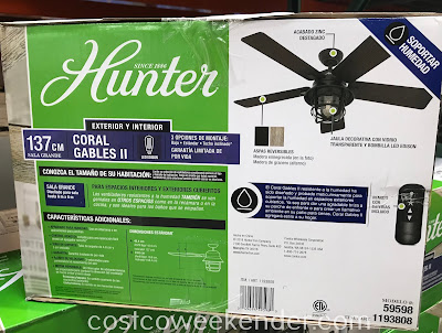 Costco 1193808 - Hunter Coral Gables II 54in Ceiling Fan: great for heat waves and hot days