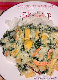 Amazing Thai Coconut Mango Shrimp!  Get the recipe at Lavende & Lemonade