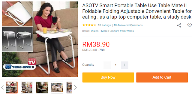 Lazada Blogger Contest, Lazada Malaysia, Sale Di Lazada Malaysia, Lazada Shopathon Blogger Contest, Hadiah Voucher, 9.9 Festival Sale, Rezeki, Online Shopping, Shopping Di Lazada, Barang Menarik, Diskaun, Promosi, Table, 2) ASOTV Smart Portable Table Use Table Mate II, Meja, Meja Untuk Letak Laptop, Meja Makan, Meja Untuk Study, 