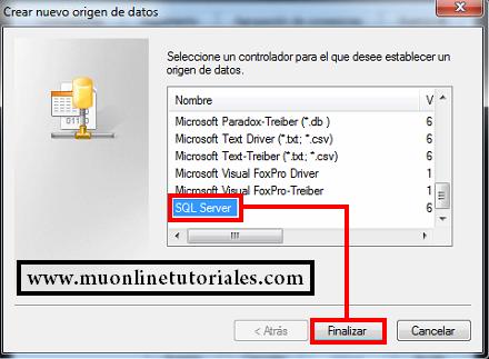 Nuevo origigen de datos SQL server