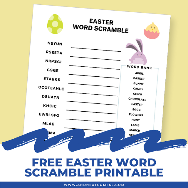 Free printable Easter word scramble game