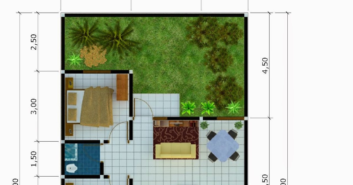 Gambar Desain - Denah Rumah Minimalis Type 54 Terbaru 2015 