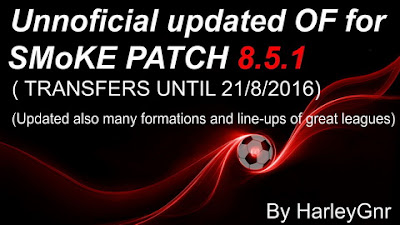 PES 2016 Unnoficial Updated OF for SMoKE Patch 8.5.1 by HarleyGnr (22/8)