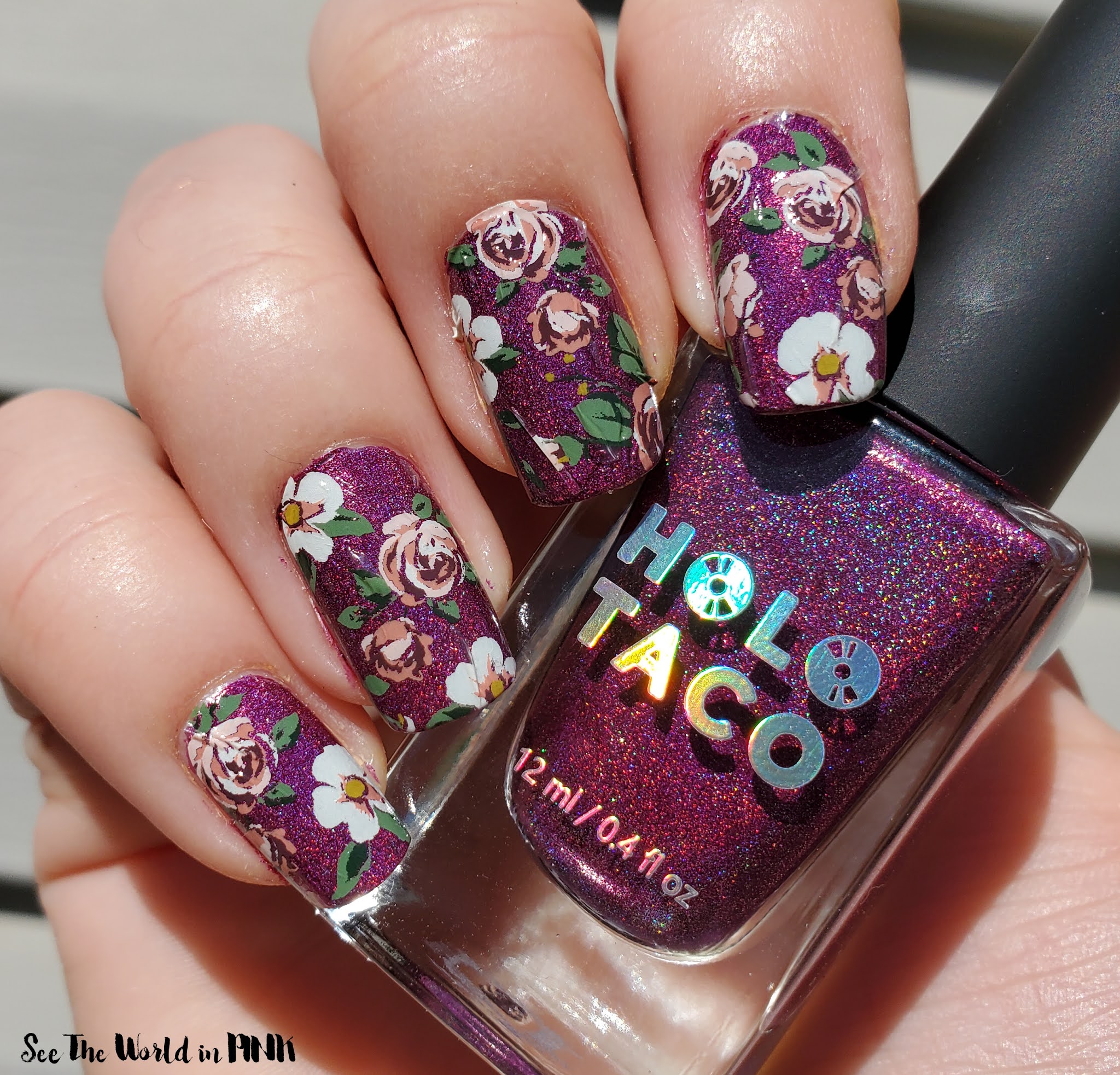 Manicure Monday - Holo Taco Magenta Jelly & Scratch Groundbreaking Nail Wraps