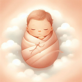 A newborn baby wrapped snugly in a cozy swaddle, looking calm and content.