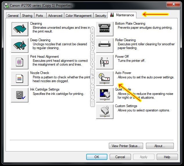  which always suddenly turns itself off if not used every hour or some time Canon iP2770 Printer - The Power Of Printer Automatically Turn Off