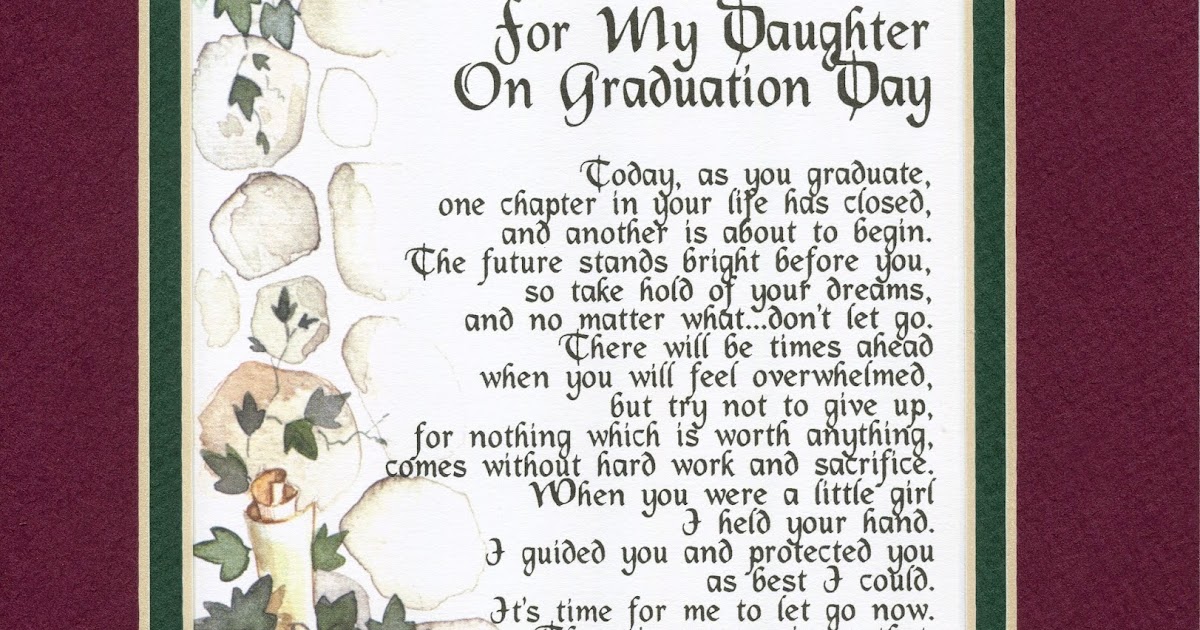 Genie's Poems: For My Daughter on Graduation Day