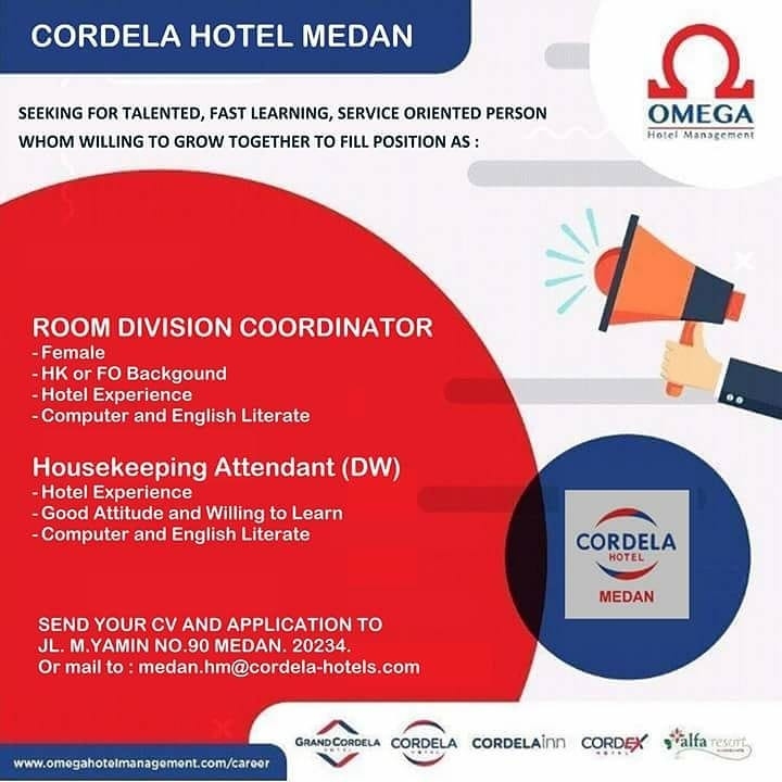 Lowongan Kerja Medan Terbaru Di Cordela Hotel Medan Medanloker Com Lowongan Kerja Medan