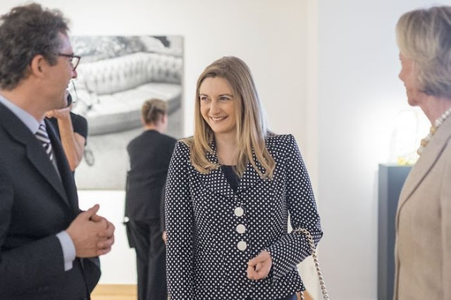  Crown Duchess of Luxembourg Stephanie accompanied by representatives of the Association "Les Amis des Musées d'Art et d'Histoire Luxembourg