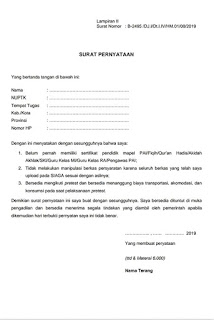 contoh surat pernyataan calon sertifikasi