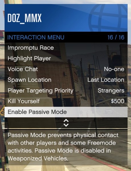 GTA Online interaction menu