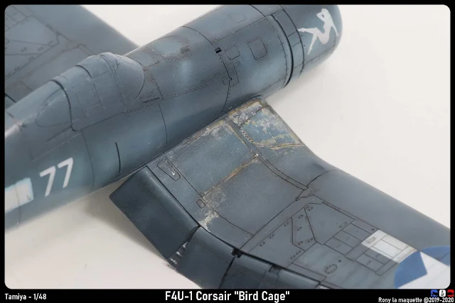 Les éraillures du F4U-1 Corsair de Tamiya au 1/48.