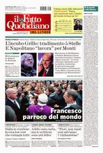 Il Fatto Quotidiano del 18 Marzo 2013 | ISSN 2037-089X | TRUE PDF | Quotidiano | Cronaca | Politica
Il quotidiano è edito dal 23 settembre 2009. L'uscita del giornale è stata preceduta da una lunga fase preparatoria iniziata il 28 maggio 2009 con l'annuncio del nuovo quotidiano dato sul blog voglioscendere.it da Marco Travaglio.
Il nome della testata è stato scelto in memoria del giornalista Enzo Biagi, conduttore del programma televisivo Il Fatto, mentre il logo del bambino con il megafono si ispira al quotidiano La Voce, in omaggio al suo fondatore Indro Montanelli.
L'editore ha manifestato la volontà di rinunciare ai fondi del finanziamento pubblico per l'editoria e di sovvenzionarsi soltanto con i proventi della pubblicità e delle vendite, e di usufruire solo delle tariffe postali agevolate per i prodotti editoriali sino alla loro abrogazione nell'aprile 2010.