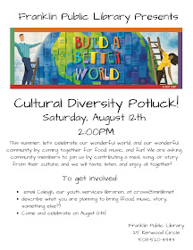 Cultural Diversity Potluck, Saturday, August 12, 2:00 - 4:00 PM