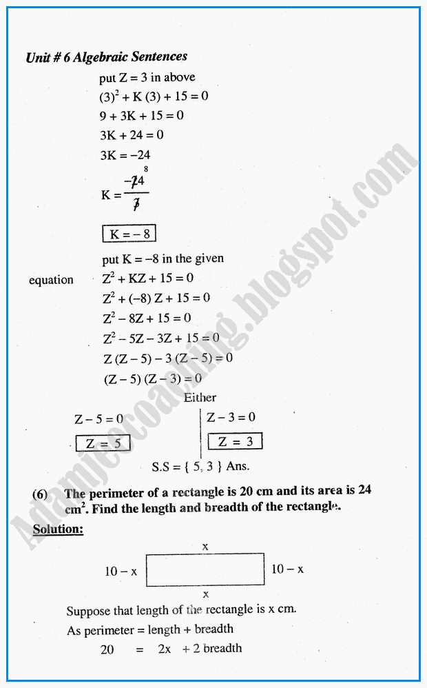 algebraic-sentences-question-answers-mathematics-10th