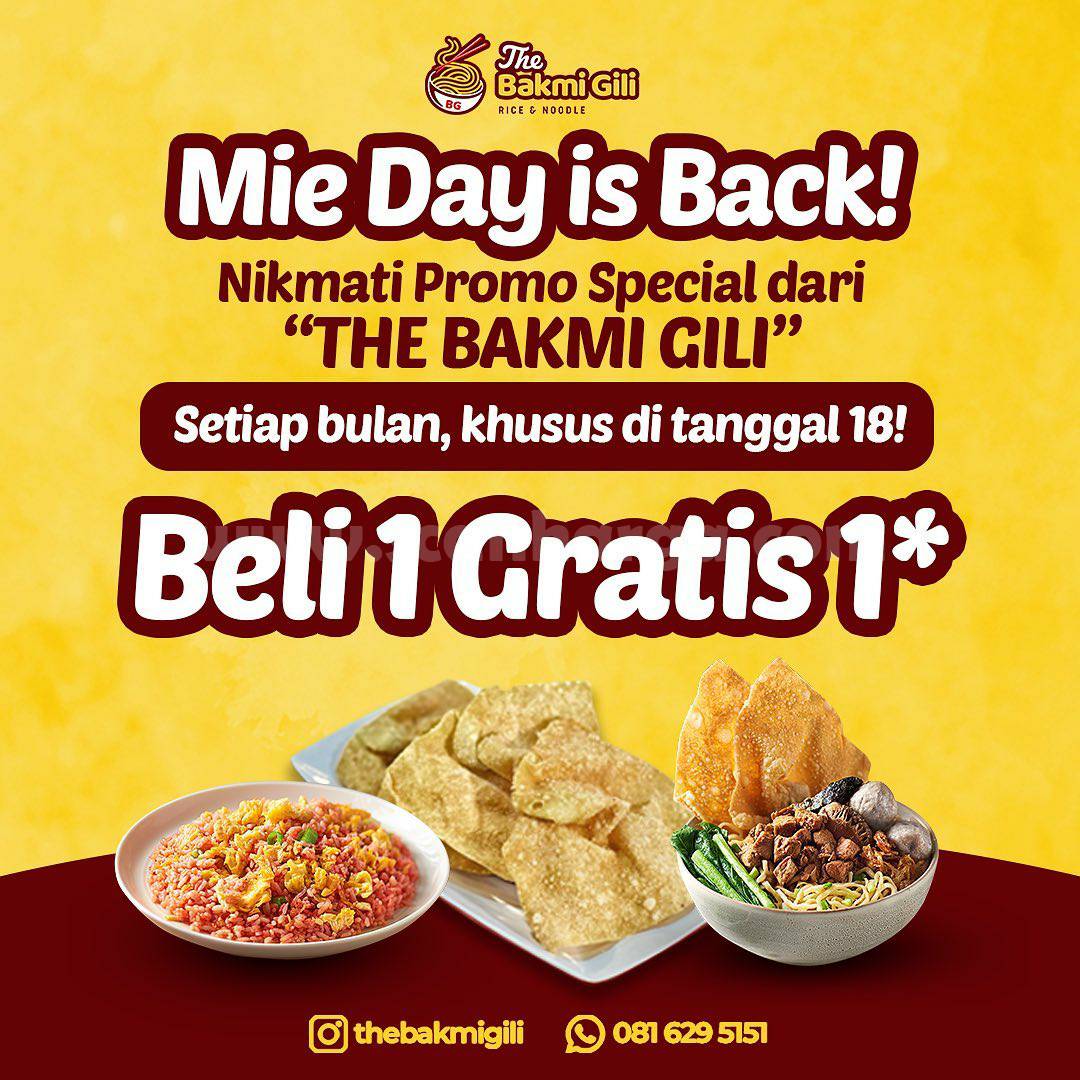 THE BAKMI GILI Promo MIE-DAY BELI 1 GRATIS 1