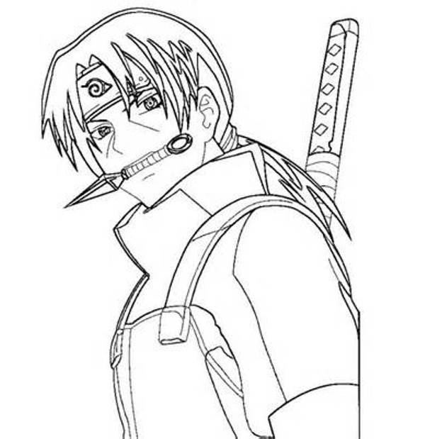 Mewarnai gambar-gambar sketsa itachi uchiha yang keren