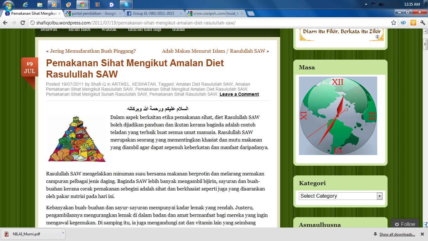 Blog Cikgu Azian: Pemakanan Mengikut Sunnah Rasulullah