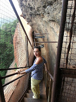 Descending from frescoes gallery, Mirror Wall by metal staircase, advanced ancient technology, Sigiriya, Sri Lanka mystery