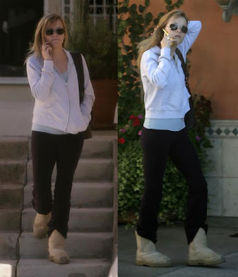 Reese Witherspoon wearing Uggs winter boots.