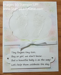 Card made with Stampin'UP! stamp set: Baby Prints. by StampLadyKatie