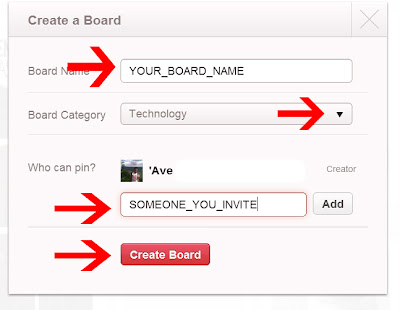 Create a board on pinterest