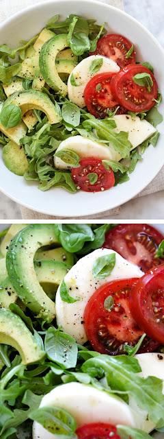 Avocado Caprese Salad Makes 1 salad