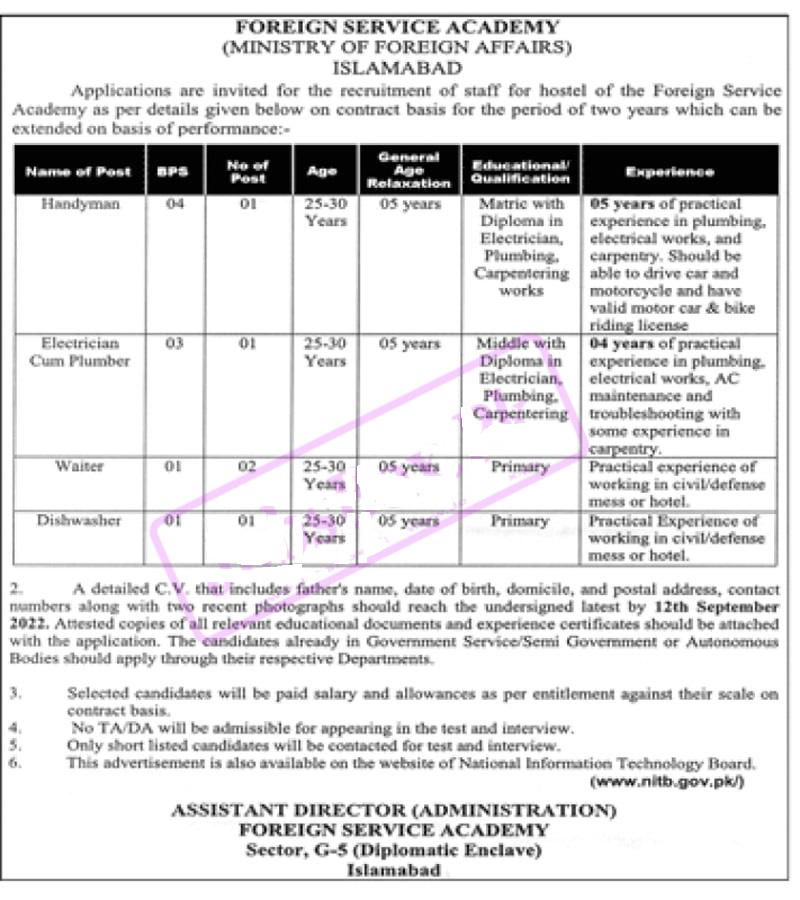 Ministry Of Foreign Affairs (MOFA) Jobs 2022 Advertisement