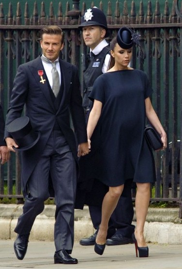 victoria beckham royal wedding outfit. David amp; pregnant Victoria