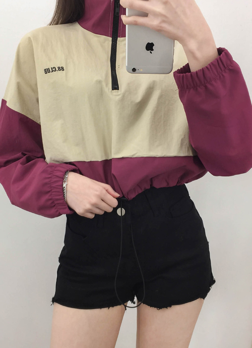 NEVERM!ND Contrast Color Crop Anorak