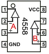 4558 IC Pinout Data, 4558 Tone Control, 4558 Audio Tone Control Schematic Circuit Diagram Tone