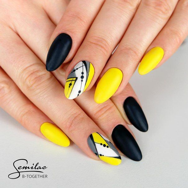 scribbles nail art | black scribbles over yellow nail art! m… | Flickr