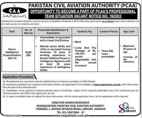 Pakistan Civil Aviation Authority PCAA Govt Jobs 2022 Advertisement