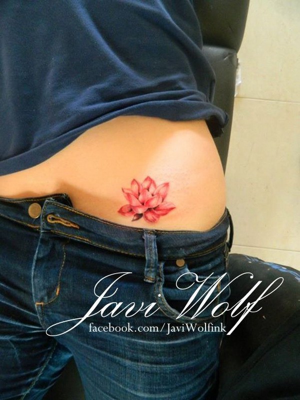 Vermelho Flor de Lótus da Tatuagem Deisgn para as Mulheres