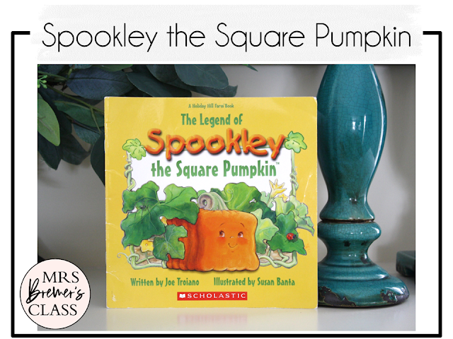 Spookley the Square Pumpkin book activities unit with read aloud companion printables, reading comprehension worksheets, literacy lesson ideas, craft for K-2