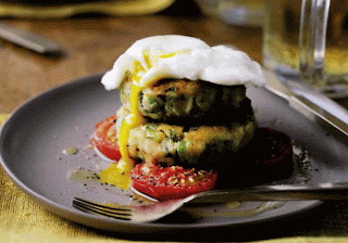 Bubble and squeak patties with sweet potato and savoy cabbage