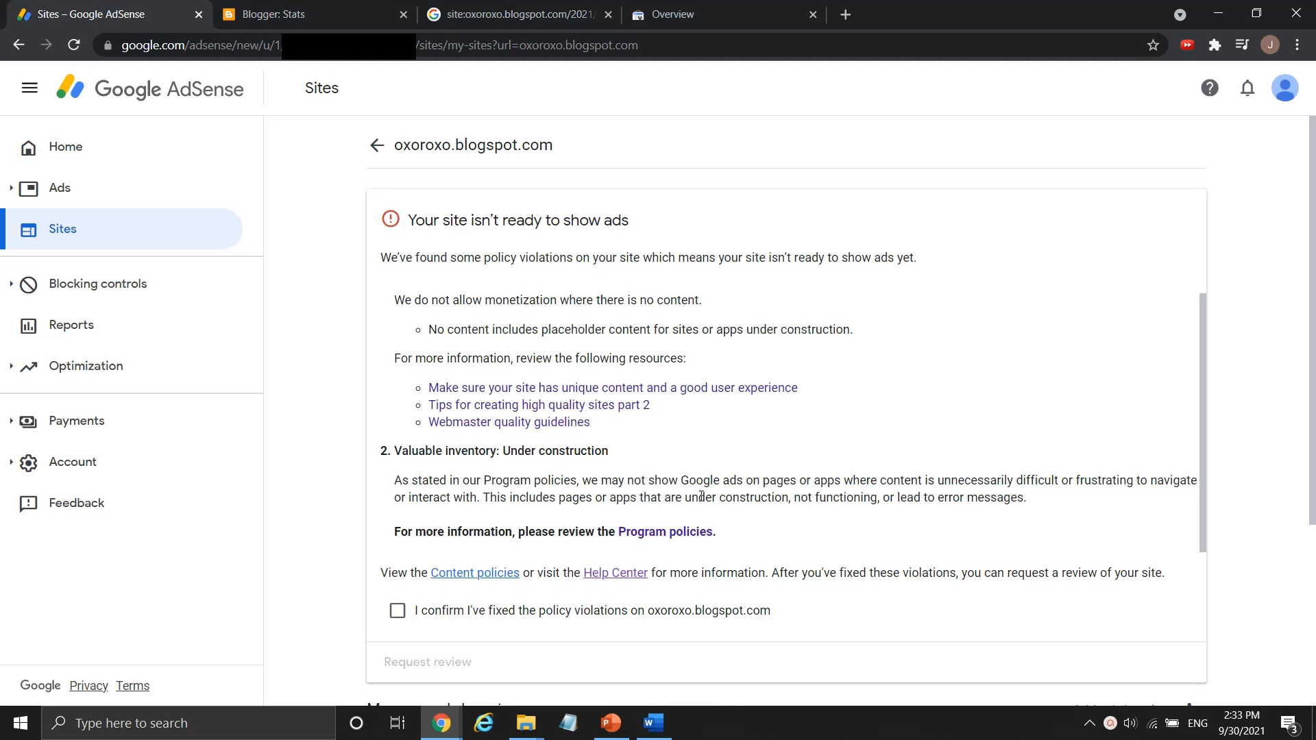 How to fix Google AdSense policy violations - Valuable Inventory : Under Construction | How to get Google AdSense approval for website