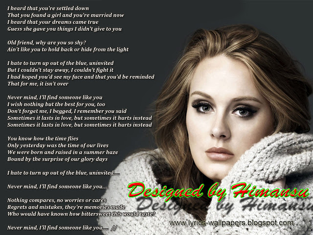 lyrics wallpapers adele someone like you artist adele song title ...