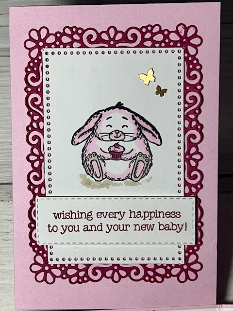 Bunny-themed baby card using Stampin' Up! Fluffiest Friends Stamp Set