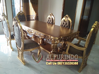 sell classic mahogany dining table 6 chair gold leaf painted,sell indonesia furniture,mahogany antique gold dining table indonesia