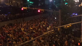 Crowds during Austin Pride on the streets.