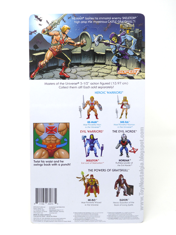 He-Man - Back del blister Masters Of The Universe - SUPER 7 (MOTU ORIGINS MATTEL)